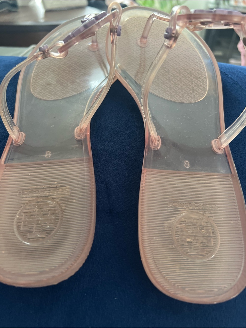 Tory Burch mini Miller Lilac purple Jelly Thong Sandal with Logo Medallion size8 - Picture 6 of 6